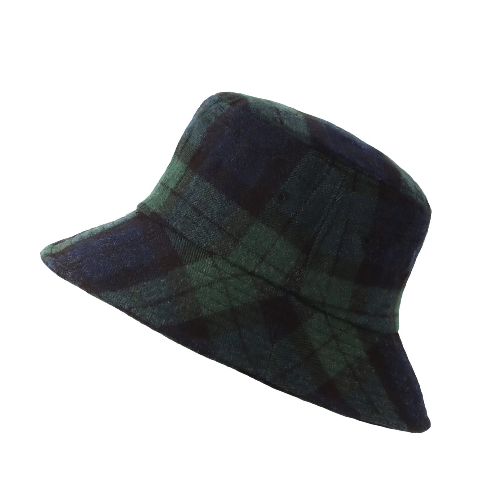 Wool Plaid Tartan Bucket Fedora Hat Winter Check Cap KRB1292