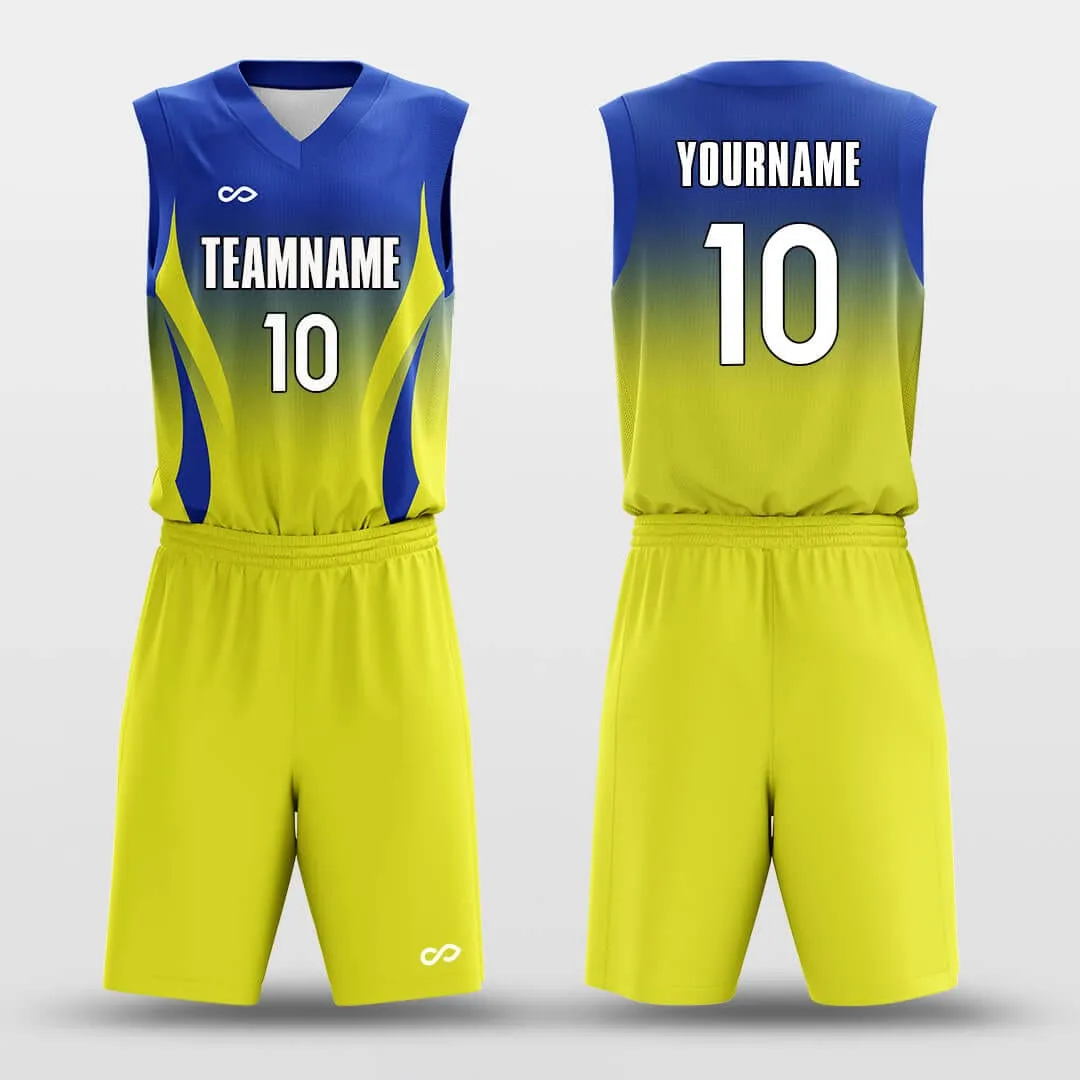 Yellow Blue Gradient - Customized Basketball Jersey Set Sublimated BK160105S